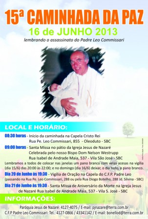 Dia 16 de Junho acontece a 15ª caminhada da paz.